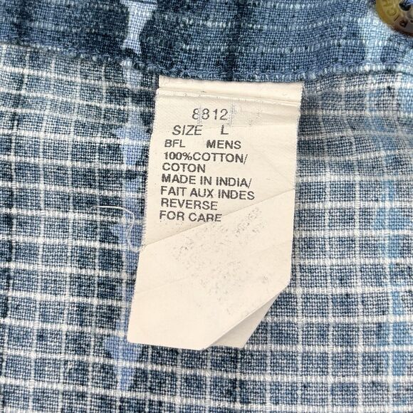 Woolrich Fishing Shirt Outdoor Angler Men's Large Blue Short Sleeve‎ Vintage - Picture 8 of 8